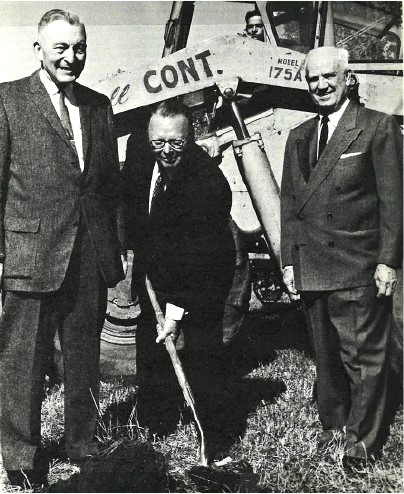 CIF's first secretary-treasurer, Paul Carlson, left, at a groundbreaking event for the Evangelical Free Church of America in the 1960s. 